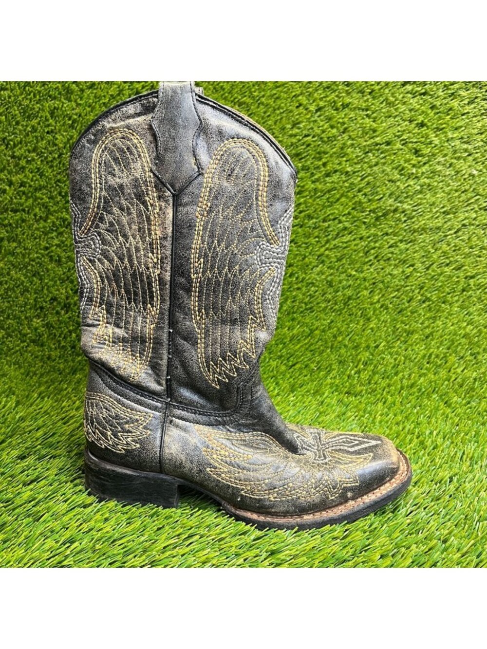 Corral Girls Size 3T Dark Brown Outdoor Leather Square Toe Western Cowgirl Boots